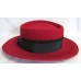 Vtg GEORGE BOLLMAN & Fedoria Red Wool Felt Hat  Black Bow  Fedora 22.5"  7 1/8  eb-53091818